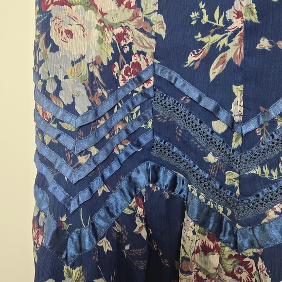 Le Chateau Vintage Y2k Layered Floral Navy Skirt, Sz M - Picture 4 of 9